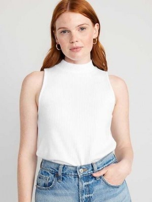 Hauts Old Navy Fitted Sans Manches Mock-Neck Top Femme Blanche | 542-YBMZDK