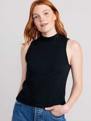 Hauts Old Navy Fitted Sans Manches Mock-Neck Top Femme Noir | 890-WUGMOK