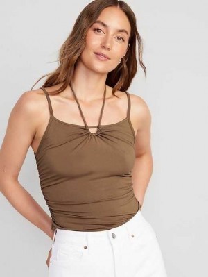 Hauts Old Navy Fitted Sans Manches Tie-Front Top Femme Falconry | 692-ZHYVLK