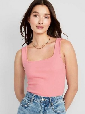 Hauts Old Navy Fitted Square-Neck Ultra-Cropped Rib-Knit Tank Top Femme Heartfelt | 367-GKLPIA
