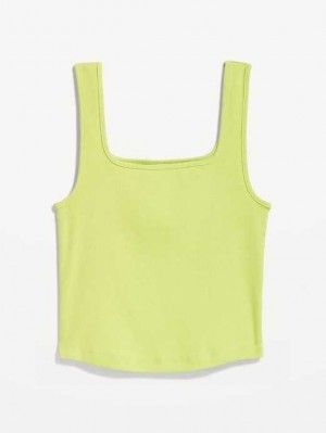 Hauts Old Navy Fitted Square-Neck Ultra-Cropped Rib-Knit Tank Top Femme Pousse Verte | 128-MFTHWV