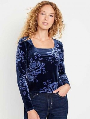 Hauts Old Navy Fitted Square-Neck Velvet Top Femme Noir | 957-QEWXBM