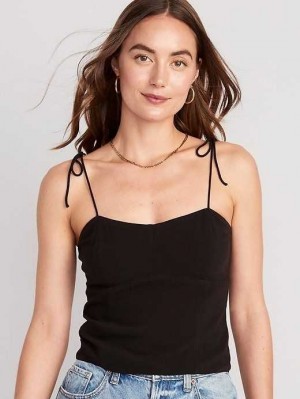 Hauts Old Navy Fitted Tie-Shoulder Corset Cami Top Femme Noir | 183-CUQHWT