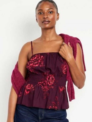Hauts Old Navy Floral Cami Top Femme Rouge | 654-IDGWZQ