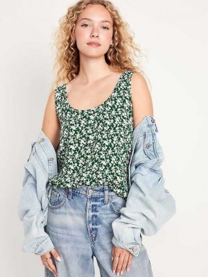 Hauts Old Navy Floral Crepe Cami Top Femme Vert | 813-HDGSYT