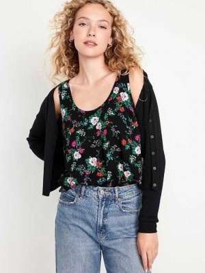 Hauts Old Navy Floral Crepe Cami Top Femme Noir | 185-IWMSPJ