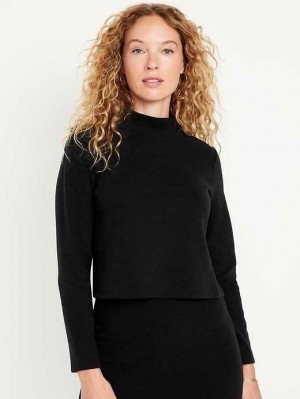 Hauts Old Navy French Rib Mock-Neck Pull Femme Noir | 015-NLDRGP