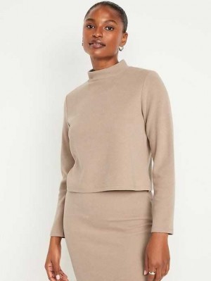 Hauts Old Navy French Rib Mock-Neck Pull Femme Marron | 836-SYZATV
