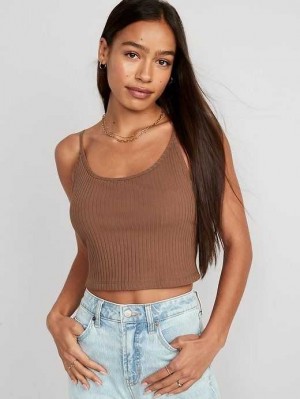 Hauts Old Navy Lanières Rib-Knit Cropped Tank Top Femme Date Palm | 148-PLTYHE