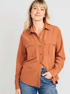 Hauts Old Navy Long-Sleeve Utility Shirt Femme Turmeric | 627-OVLUWQ