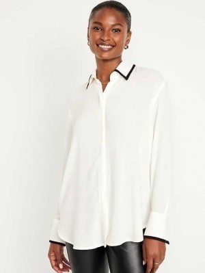 Hauts Old Navy Loose Crepe Shirt Femme Bleu Clair Noir | 348-CZEASW