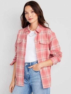 Hauts Old Navy Loose Flannel Shirt Femme Corail | 815-LCRGEZ