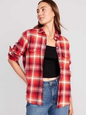 Hauts Old Navy Loose Flannel Shirt Femme Baltic Amber | 802-ZIOKDQ