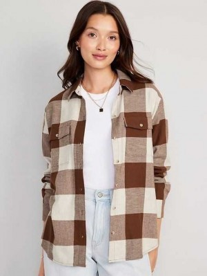 Hauts Old Navy Loose Flannel Shirt Femme Desert Floor | 749-BGWMSE