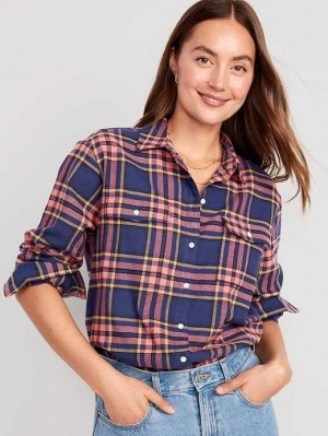 Hauts Old Navy Loose Flannel Shirt Femme Noir | 708-VXRLZD