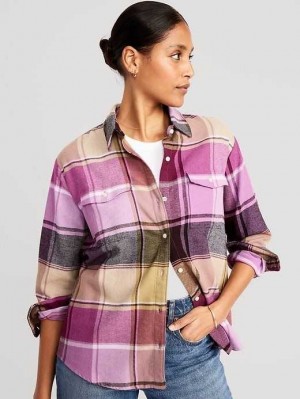 Hauts Old Navy Loose Flannel Shirt Femme Rouge | 543-VEBPNM