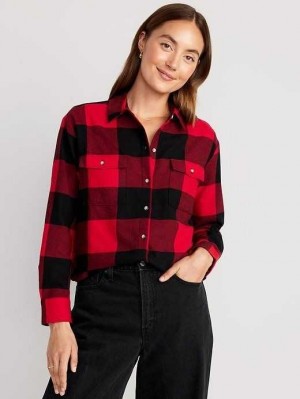 Hauts Old Navy Loose Flannel Shirt Femme Rouge | 510-HFAUZE