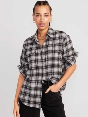 Hauts Old Navy Loose Flannel Shirt Femme Coyote | 482-GKTUNF
