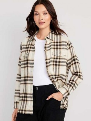 Hauts Old Navy Loose Flannel Shirt Femme Blanche | 379-OWXHRB