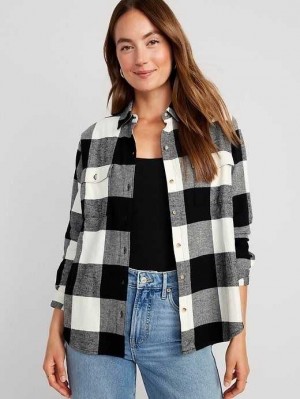 Hauts Old Navy Loose Flannel Shirt Femme Noir | 905-YHUING