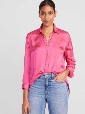 Hauts Old Navy Loose Satin Shirt Femme Rose | 074-QEFRNV