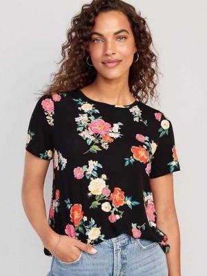 Hauts Old Navy Luxe Crew-Neck T-Shirt Femme Noir | 542-GWARSU