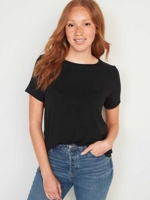 Hauts Old Navy Luxe Crew-Neck T-Shirt Femme Noir | 230-LUGFJN