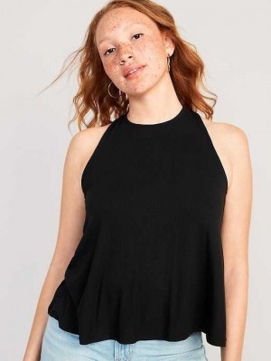 Hauts Old Navy Luxe High-Neck Twist-Back Tank Top Femme Noir | 745-BYPMNK