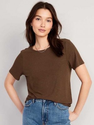 Hauts Old Navy Luxe Nervuré Slub-Knit T-Shirt Femme Espresso | 492-EUHQLI
