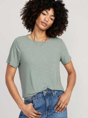Hauts Old Navy Luxe Nervuré Slub-Knit T-Shirt Femme Dried Herb | 408-HCYKDB