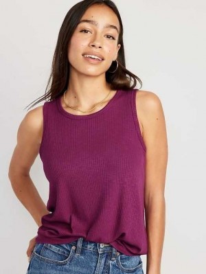 Hauts Old Navy Luxe Rib-Knit Swing Tank Top Femme Violette | 312-EFDYJL