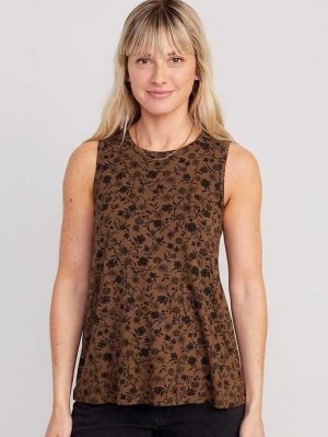 Hauts Old Navy Luxe Sans Manches High-Neck T-Shirt Femme Marron | 742-GUAEFN