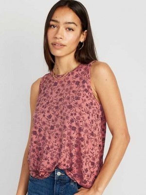 Hauts Old Navy Luxe Sans Manches High-Neck T-Shirt Femme Rose | 341-ALZHPE