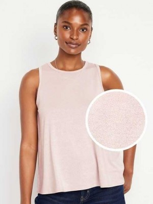 Hauts Old Navy Luxe Sans Manches High-Neck Glimmer T-Shirt Femme Rose | 327-HNUSQB