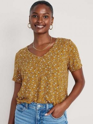 Hauts Old Navy Luxe V-Neck T-Shirt Femme Jaune | 134-EYSZJU