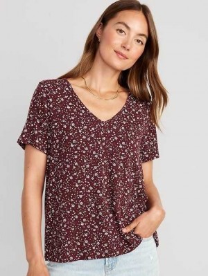 Hauts Old Navy Luxe V-Neck T-Shirt Femme Rouge | 814-PHBVYE