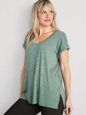 Hauts Old Navy Luxe Voop-Neck Slub-Knit Tunic T-Shirt Femme Dried Herb | 596-KMWCAU