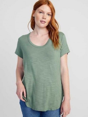 Hauts Old Navy Luxe Voop-Neck Slub-Knit Tunic T-Shirt Femme Dried Herb | 572-GMFLSX
