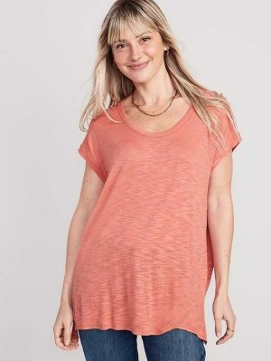 Hauts Old Navy Luxe Voop-Neck Slub-Knit Tunic T-Shirt Femme Aspen Summer | 384-KHNJGA