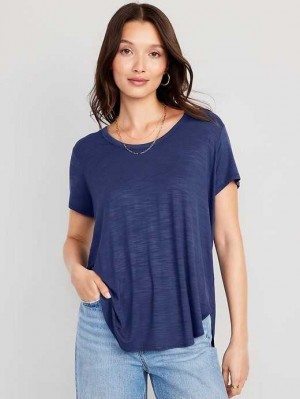 Hauts Old Navy Luxe Voop-Neck Slub-Knit Tunic T-Shirt Femme Bluesday | 201-SNGIZL
