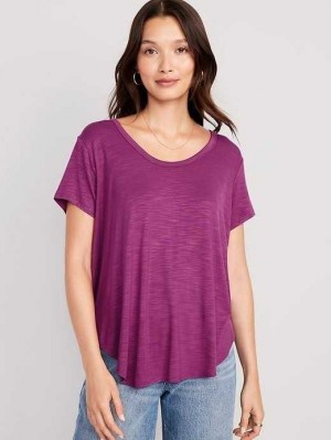 Hauts Old Navy Luxe Voop-Neck Slub-Knit Tunic T-Shirt Femme Violette | 146-KQZOSW