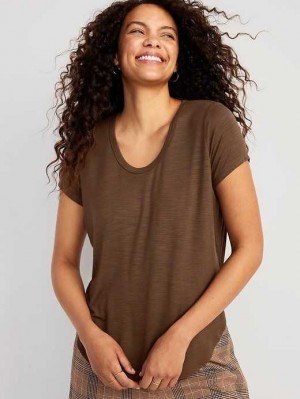 Hauts Old Navy Luxe Voop-Neck Slub-Knit Tunic T-Shirt Femme Espresso | 915-JSPZTC