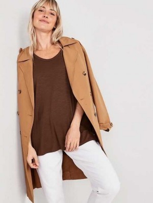 Hauts Old Navy Luxe Voop-Neck Slub-Knit Tunic T-Shirt Femme Espresso | 895-MCKYQG
