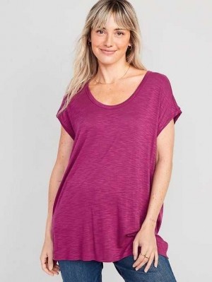 Hauts Old Navy Luxe Voop-Neck Slub-Knit Tunic T-Shirt Femme Boysenberry Juice | 849-AFCBTE