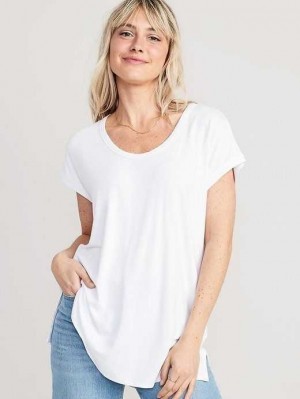 Hauts Old Navy Luxe Voop-Neck Tunic T-Shirt Femme Blanche | 309-IEZFVC