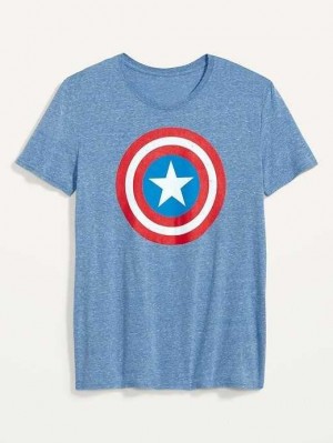 Hauts Old Navy Marvel Captain America Gender-Neutre T-Shirt Homme Bleu | 520-LHWKIO