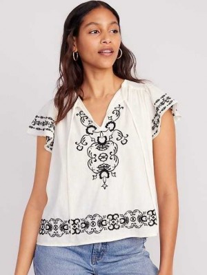 Hauts Old Navy Matching Embroidered Flutter-Sleeve Top Femme Kaleidoscope Prime | 436-OUPKXL