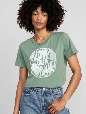 Hauts Old Navy Matching EveryWear Graphique T-Shirt Femme Vert | 345-VPAKZT