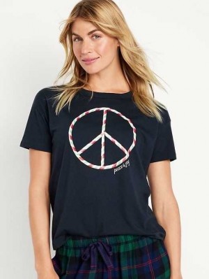 Hauts Old Navy Matching Holiday-Graphique T-Shirt Femme Peace & Joy | 547-CBSGXN
