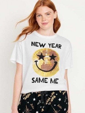 Hauts Old Navy Matching Holiday-Graphique T-Shirt Femme Blanche | 279-LMOBNC